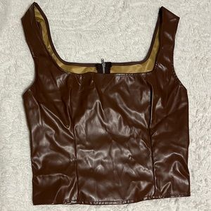 Brown pleather top